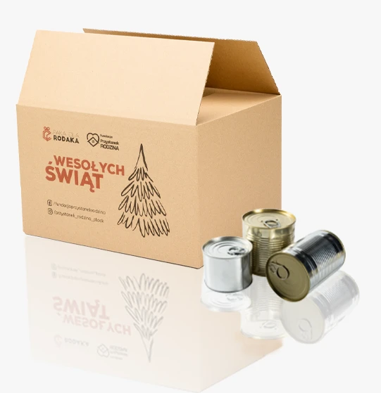 paka dla rodaka karton wysyłkowy paczka świąteczna przesyłka humanitarna grafika życzenia